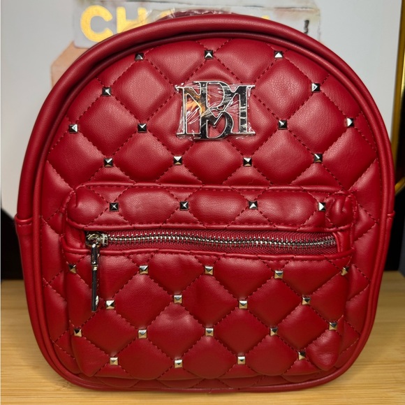 Badgley Mischka Handbags - Badgley Mischka Red Quilted Studded Mini Backpack